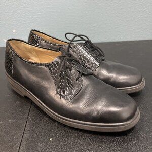 SOLIDUS HEDDA Comfort Tie Shoe Sz 8 Women’s Black Sneaker Croc Embossed‎ Walking